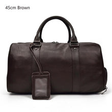 Load image into Gallery viewer, MAHEU Natural Cow Skin Travel Bags Waterproof Men's Leather Overnight Bags Hand Luggage Men Male Weekend Bag Business Man 55cm