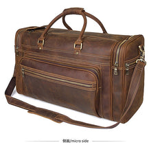 Load image into Gallery viewer, Men's Crazy Horse Leather Travel Bag Cowhide Big Travel Duffel Durable Cowhide Weekend Bag HandmadeGenuine Leather Luggage Bag