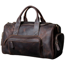 Load image into Gallery viewer, Men's Crazy Horse Leather Travel Bag Cowhide Big Travel Duffel Durable Cowhide Weekend Bag HandmadeGenuine Leather Luggage Bag