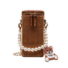 Load image into Gallery viewer, Mobile phone bag Women's crossbody bag 2020 new straw bag Holiday Leisure Pearl Woven Beach Bag Retro women bag shoulder bag