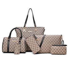 Load image into Gallery viewer, 6PCS Women&#39;s Bag Set Fashion PU Leather Ladies Handbag 8 words Print Messenger Shoulder Bag Wallet Bags Famous brand 2020
