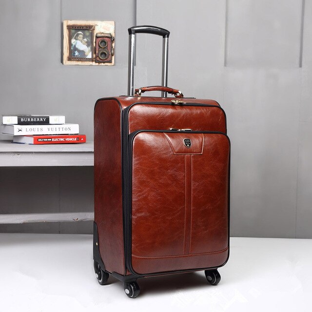 16 INCH PU Leather Trolley Luggage Business Trolley Case Men's Suitcase Travel Luggage Rolling koffers trolleys