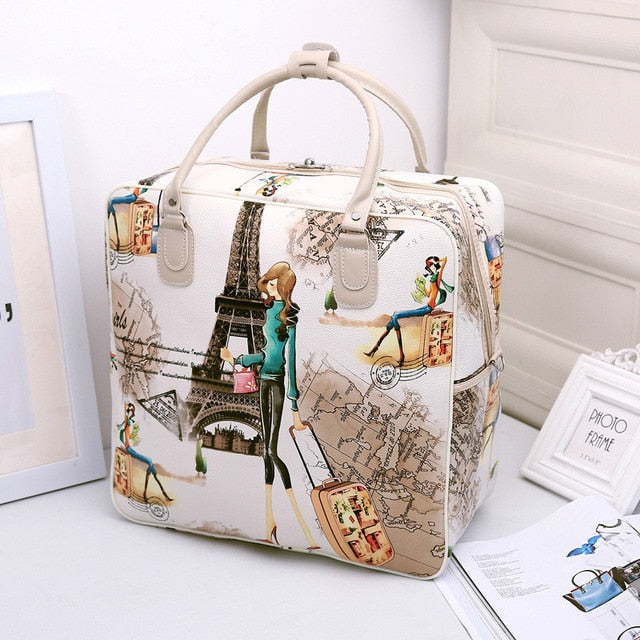 Fashion Women's Cute Travel Bag Girls Lovely PU Leather Shoulder Duffel Bag Tote Large Capacity Luggage Bag LGX62