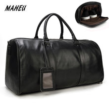 Load image into Gallery viewer, MAHEU Natural Cow Skin Travel Bags Waterproof Men's Leather Overnight Bags Hand Luggage Men Male Weekend Bag Business Man 55cm
