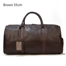 Load image into Gallery viewer, MAHEU Natural Cow Skin Travel Bags Waterproof Men's Leather Overnight Bags Hand Luggage Men Male Weekend Bag Business Man 55cm
