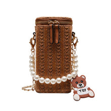 Load image into Gallery viewer, Mobile phone bag Women's crossbody bag 2020 new straw bag Holiday Leisure Pearl Woven Beach Bag Retro women bag shoulder bag

