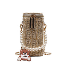 Load image into Gallery viewer, Mobile phone bag Women's crossbody bag 2020 new straw bag Holiday Leisure Pearl Woven Beach Bag Retro women bag shoulder bag
