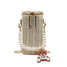 Load image into Gallery viewer, Mobile phone bag Women&#39;s crossbody bag 2020 new straw bag Holiday Leisure Pearl Woven Beach Bag Retro women bag shoulder bag
