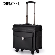 Load image into Gallery viewer, CHENGZHI 16" Inch  PU Leather Men Business Rolling Luggage Casters Cabin Wheel Suitcases Women's Travel Bag Carry On Trolley
