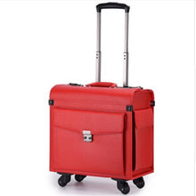 Load image into Gallery viewer, CHENGZHI 16" Inch  PU Leather Men Business Rolling Luggage Casters Cabin Wheel Suitcases Women's Travel Bag Carry On Trolley
