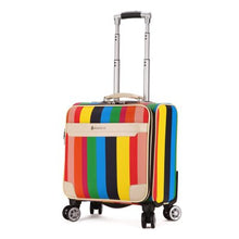 Load image into Gallery viewer, Universal wheels trolley luggage 18 commercial male women's small suitcase luggage,color rainbow travel luggage for women/men
