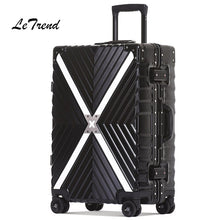 Load image into Gallery viewer, Letrend Aluminium Frame Spinner Rolling Luggage 24 inch Men Retro Travel Bag Trolley Cabin Suitcases Wheel Women's Handbag Trunk
