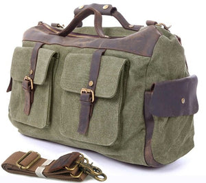 2019 Fashion Vintage Crazy Horse Leather Canvas Luggage Travel Bags Men's Large Capacity Duffel Bags Overnight Bag Weekend bag